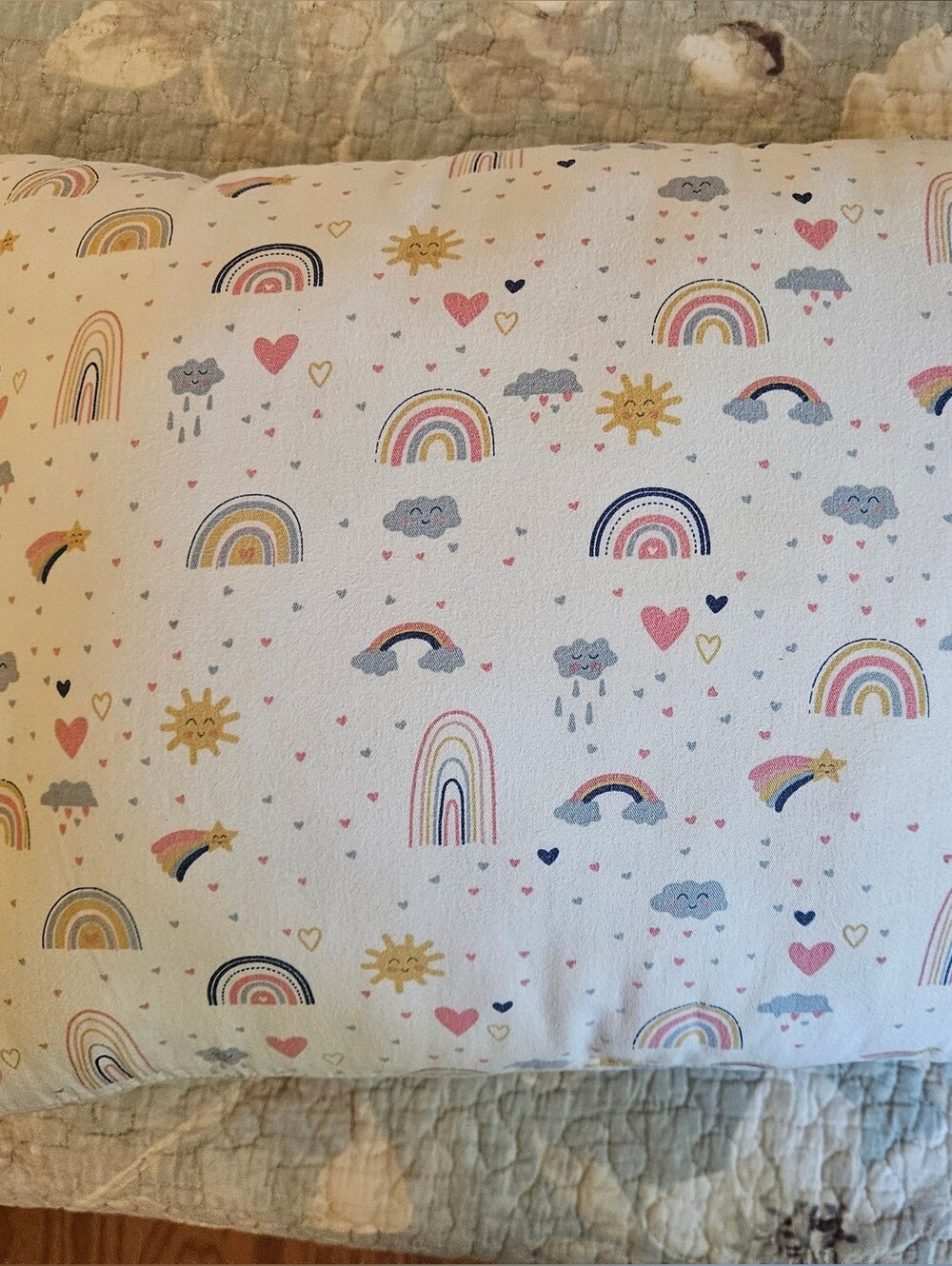 Babebay Children's Rainbow & Sun Toddler Pillow in White